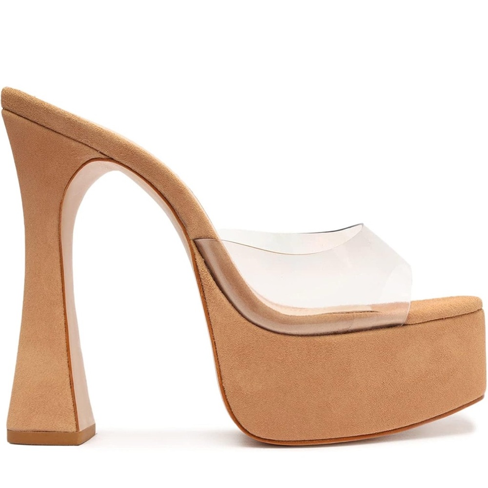 Elegant Tan Platform Mules